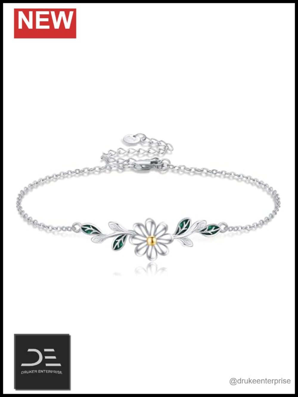 925 Sterling Silver Daisy Flower Bracelet - Women's Jewelry, Link Bracelet